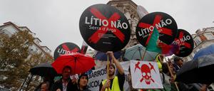 Der Lithiumabbau brachte sogar Portugals Regierung zu Fall: Demonstration in Lissabon. 