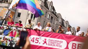 Der Regierende Bürgermeister Kai Wegner eröffnete den Christopher Street Day in Berlin am 22. Juli 2023.