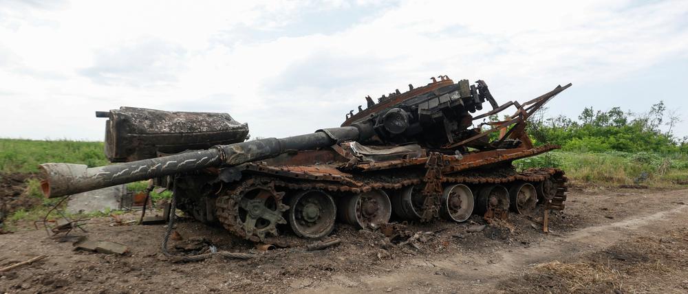 Ein zerstörter russischer Panzer (Symbolbild)