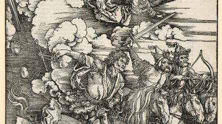 Albrecht Dürers Holzschnitt „Die vier Reiter der Apokalypse“(1497/98).