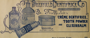 Werbung für „Doctor Sheffield’s Crème Dentifrice“.