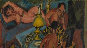 Ernst Ludwig Kirchners Gemälde „Erich Heckel und Otto Mueller beim Schach“ aus dem Jahr 1913.