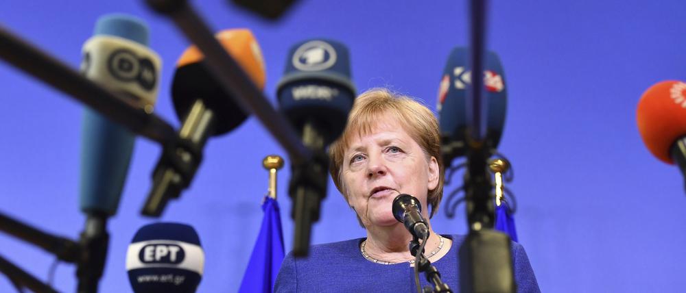Die damalige Bundeskanzlerin Angela Merkel 2018 in Brüssel bei einem Treffen der EU-Staaten.