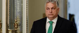Ungarns Ministerpräsident Viktor Orban kommt am 3. April 2024 zu einem Treffen mit den Staats- und Regierungschefs der EU in Bukarest, Rumänien.