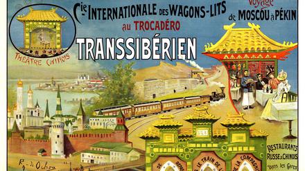 Von Paris nach Peking in 45 Minuten: Plakat der Weltausstellung 1900.