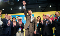 FDP-Chef Christian Lindner (2.v.l), steht neben Wolfgang Kubicki, Nicola Beer (l) und Marie-Agnes Strack-Zimmermann.