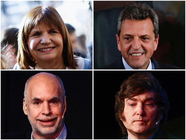 Los cuatro candidatos más prometedores de un vistazo (de arriba a la izquierda, en el sentido de las agujas del reloj): la exministra Patricia Bulrich (Partido Macris), el peronista Sergio Massa, Javier Millay (Partido Libertario) y Horacio Rodríguez Lauretta (Partido Macris).