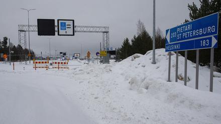 Geschlossener Checkpoint Vaalimaa an der finnisch-russischen Grenze im Januar.