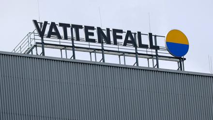 FILE PHOTO: The company Logo hangs at the entrance of the combined heat and power plant, Reuter West, owned by Vattenfall GmbH during its final construction phase before being fully operational in Berlin, Germany June 30, 2022.  REUTERS/Michele Tantussi/File Photo