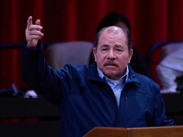 El presidente de Nicaragua, Daniel Ortega, durante un discurso el año pasado.