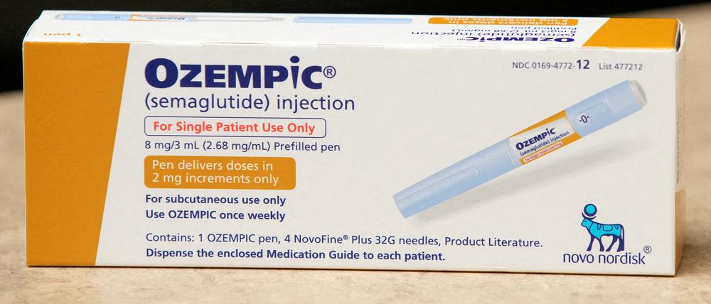 Eine Schachtel Ozempic, ein Semaglutid-Injektionspräparat zur Behandlung von Typ-2-Diabetes, hergestellt von Novo Nordisk. 