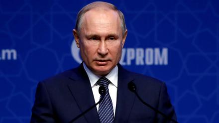 Der russische Präsident Wladimir Putin nimmt an einer Zeremonie zum offiziellen Start der TurkStream-Pipeline teil.