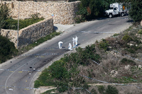 Forensik-Experten an der Stelle der Explosion auf Malta.
