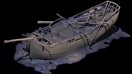 Die Computersimulation zeigt das Schiffswrack. 