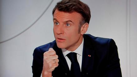 Emmanuel Macron in seiner Fernsehansprache am 14.3.