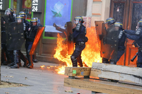 Proteste gegen Arbeitsgesetz in Paris. L