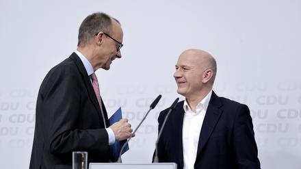 CDU-Chef Friedrich Merz und Berlins Regierender Bürgermeister Kai Wegner.