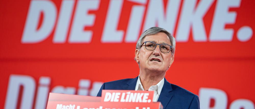 Bernd Riexinger, damaliger Bundesvorsitzender der Partei Die Linke, spricht beim Online-Bundesparteitag 2021.