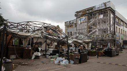 Das zerstörte Restaurant nach dem russischen Luftangriff. 