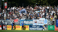 "Nulldrei gegen Homophobie": Banner im Babelsberger Karl-Liebknecht-Stadion.