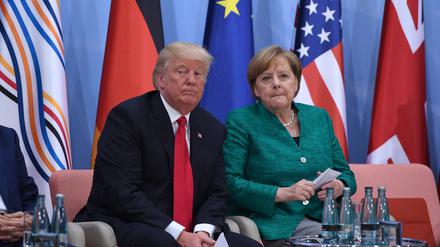 Der ehemalige US-Präsident Donald Trump mit Ex-Bundeskanzlerin Angela Merkel beim G20-Gipfel 2017.