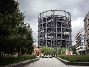 Das Schöneberger Gasometer in seiner neuen Rolle als Bürogebäude mit Eventflächen.
