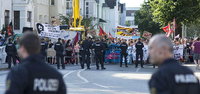 Gegendemonstration beim Wahlkampfauftakt der AfD in Rostock in dieser Woche.