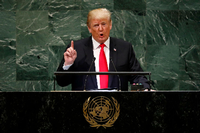 US-Präsident Donald Trump während seiner Rede am 24.9.2019 auf der 74. Sitzung der Generalversammlung der Vereinten Nationen.