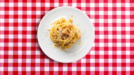Made in USA. Laut Alberto Grandi ist die Spaghetti Carbonara eine Erfindung der Amerikaner. 