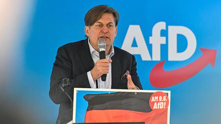 Der AfD-Politiker Maximilian Krah bei einer Veranstaltung am 21. Mai in Kaufbeuren.