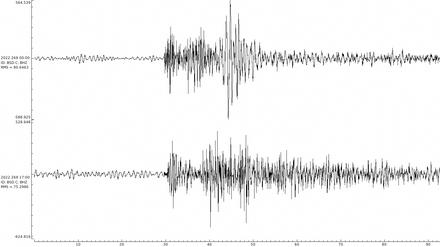 Ein Seismograph in Dänemark zeigt starke Ausschläge am Montag. 