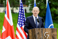 Olaf Scholz am 28. Juni auf der Pressekonferenz zum Abschluss des G7-Gipfels.