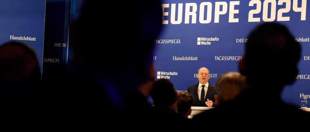 Olaf Scholz spricht bei der Konferenz „Europe 2024“.
