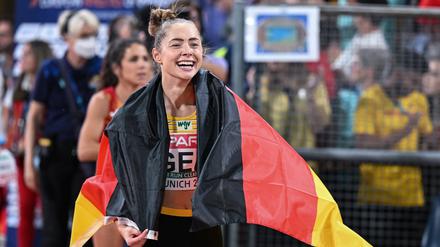 Gina Lückenkemper jubelt im August über den EM-Titel in München.