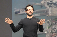 Virtuelle Realität: Google-Mitbegründer Sergej Brin bei der Vorstellung der Brille "Google Glass".