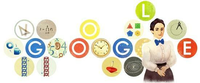 Die Suchmaschine bastelte für das Emmy-Noether-Google-Doodle ein Bild bestehend aus Formeln, Zahlen und mathematischen Instrumenten.