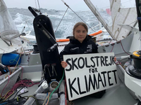 Mit Show hat das wenig zu tun. Greta Thunberg postet ein Protestbild von ihrer Atlantikreise.