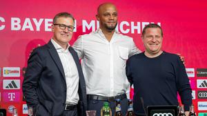 Wollen sich geschlossen präsentieren: Bayerns Vorstandschef Jan-Christian Dreesen, Cheftrainer Vincent Kompany und Sportvorstand Max Eberl (v.l.).