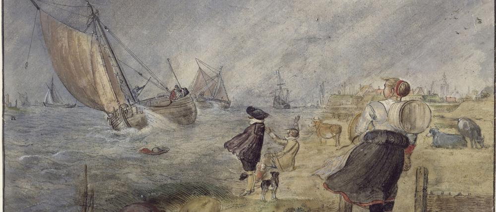 Steife Brise. Hendrick Avercamps „Seeufer bei Sturm“ aus dem ersten Drittel des 17. Jahrhunderts.