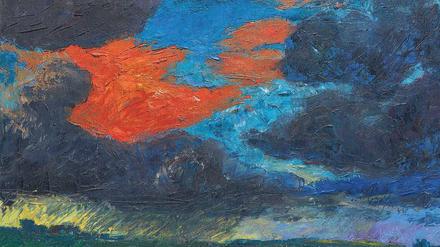 Fleckenwetter. Die Küstenlandschaft hielt Emil Nolde 1929 in dem farbgewaltigen Bild „Herbstwolken, Friesland“ fest. 