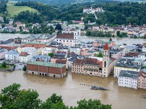 „Stadt unter“ in Passau: Teile der Altstadt wurden vom Hochwasser der Donau überflutet.