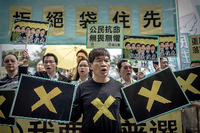 Die Demokratiebewegung protestierte am Mittwoch in Hongkong erneut für ein umfassendes allgemeines Wahlrecht.