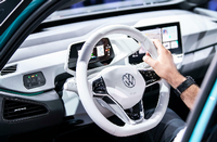 Das neue Elektroauto ID.3 der Marke Volkswagen wird auf dem Messegelände der IAA (Internationale Automobil-Ausstellung) 2019 in Frankfurt präsentiert.