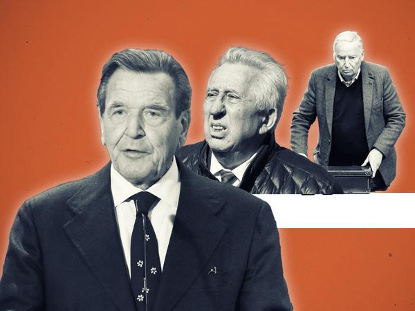Drei Männer, eine russische Botschaft: Gerhard Schröder, Egon Krenz und Alexander Gauland.
