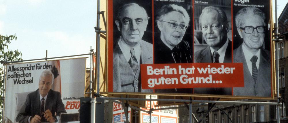  Wahlplakate 1981 von SPD und CDU in Berlin.