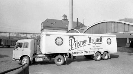 Pilsner Urquell Wagen, aufgenommen im April 1959.