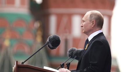 Wladimir Putin während seiner Rede am 9. Mai auf dem Roten Platz in Moskau.