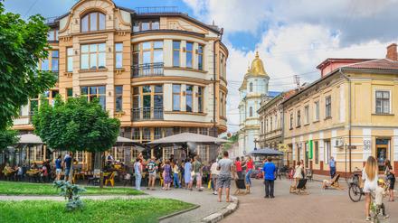 Die Innenstadt von Iwano-Frankiwsk in der Ukraine. 