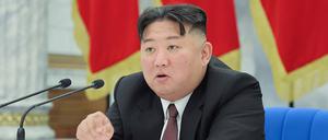 Der nordkoreanische Staatschef Kim Jong Un spricht während einer Sitzung der Arbeiterpartei Koreas in der Parteizentrale in Pjöngjang (Archivbild).