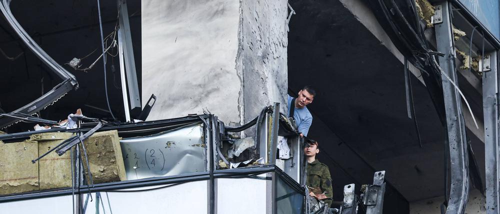 Die Folgen einer Explosion im Moskauer Internationalen Geschäftszentrum am 30. juli 2023.